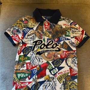 Polo by Ralph Lauren Red and Blue Graphic Polo Shirt